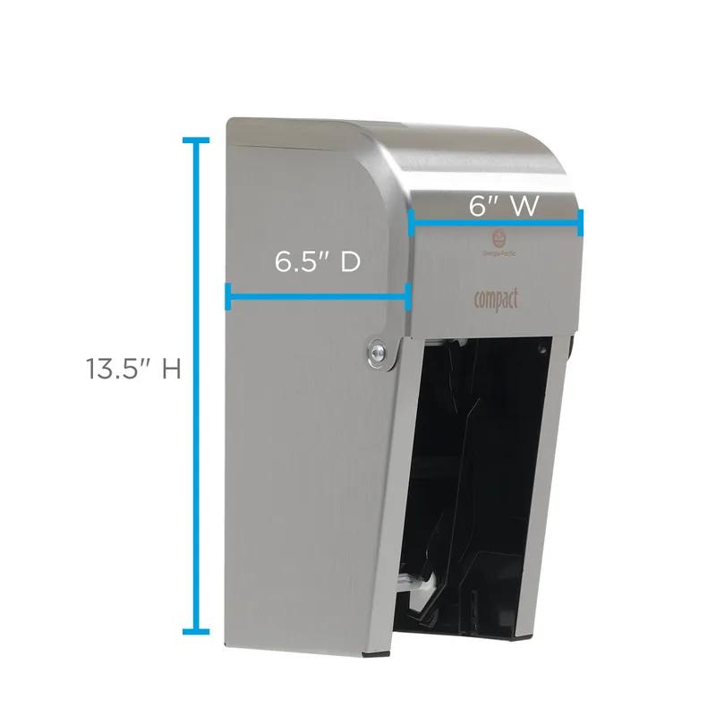 Compact® Toilet Paper Dispenser Stainless Steel Silver Double Roll Vertical Coreless High Capacity 1/Each