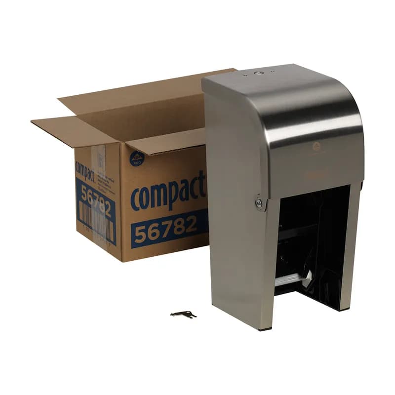 Compact® Toilet Paper Dispenser Stainless Steel Silver Double Roll Vertical Coreless High Capacity 1/Each