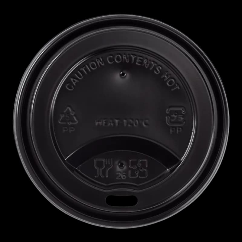 Karat® Lid Dome 80MM PP Black For 8 OZ Hot Cup Sip Through 1000/Case