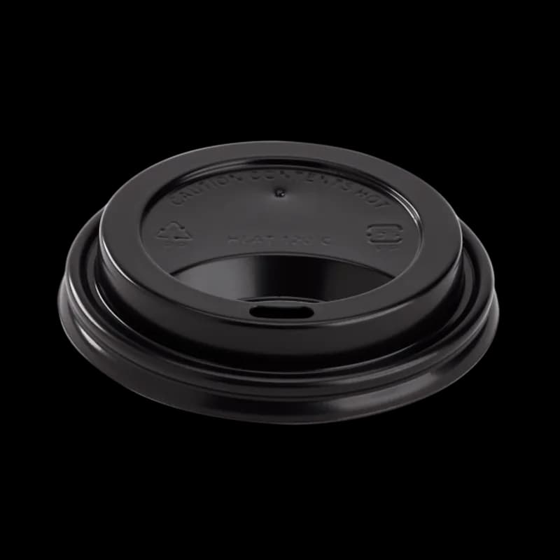 Karat® Lid Dome 80MM PP Black For 8 OZ Hot Cup Sip Through 1000/Case