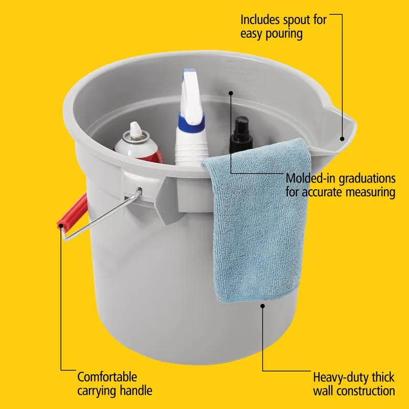 Brute® Bucket 14 QT HDPE Gray 1/Each
