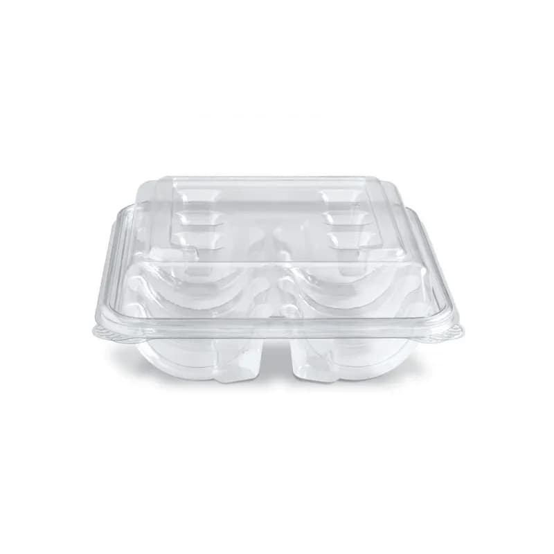 Crystal Seal® Cookie Hinged Container With Low Dome Lid 10 Compartment PET 200/Case