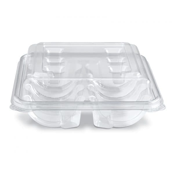 Crystal Seal® Cookie Hinged Container With Low Dome Lid 10 Compartment PET 200/Case
