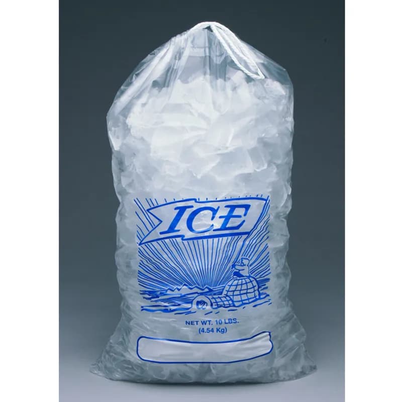 Ice Bag 11.5X18 IN 8 LB LDPE MET 1.2MIL Clear Stock Print With Drawstring Closure FDA Compliant 500/Case