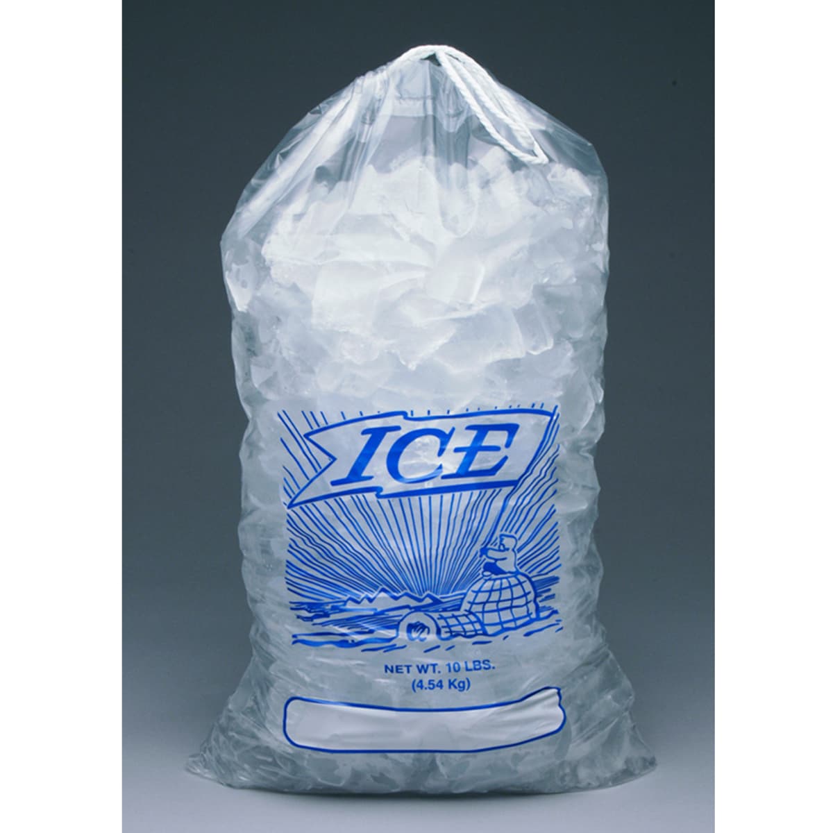 Ice Bag 11.5X18 IN 8 LB LDPE MET 1.2MIL Clear Stock Print With Drawstring Closure FDA Compliant 500/Case