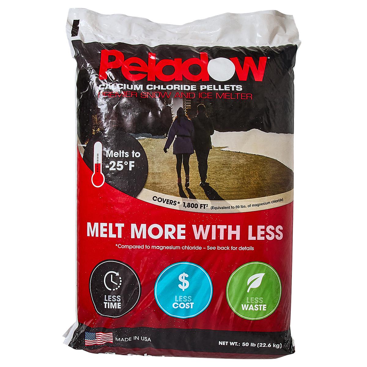 Peladow Ice Melt 50 LB White Calcium Chloride Pellets Bag 1/Each