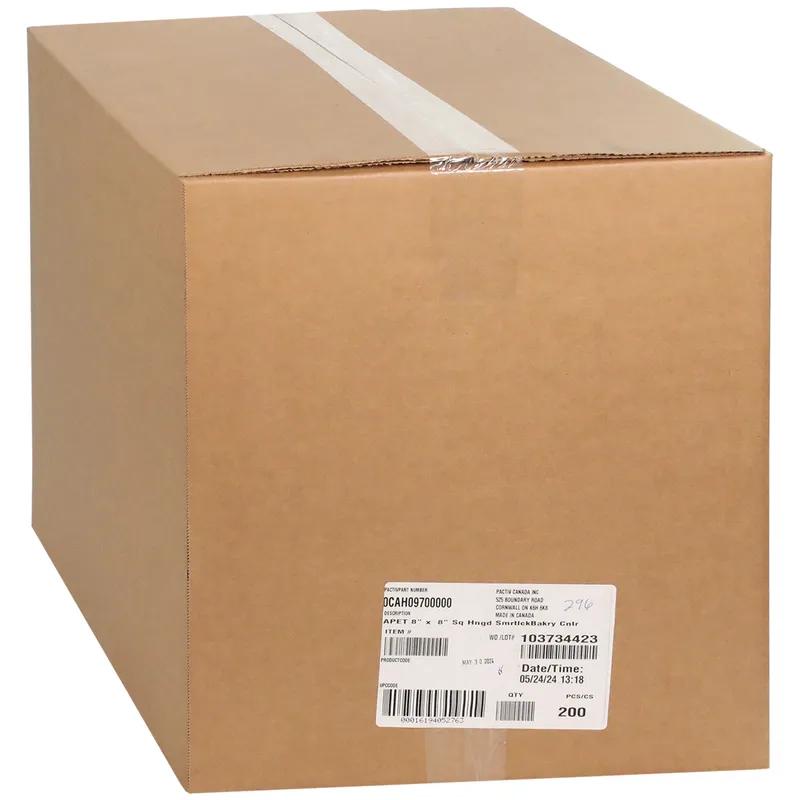 Bakery Hinged Container With Dome Lid 8.75X8.25X3.625 IN PET Clear Square 200/Case