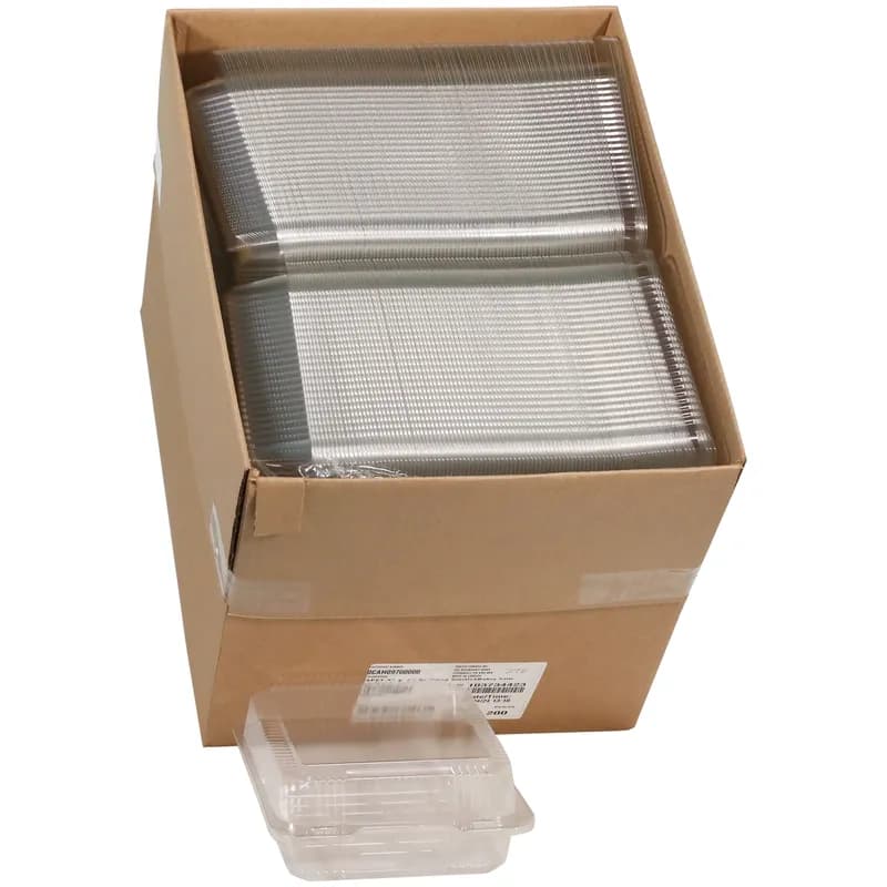 Bakery Hinged Container With Dome Lid 8.75X8.25X3.625 IN PET Clear Square 200/Case