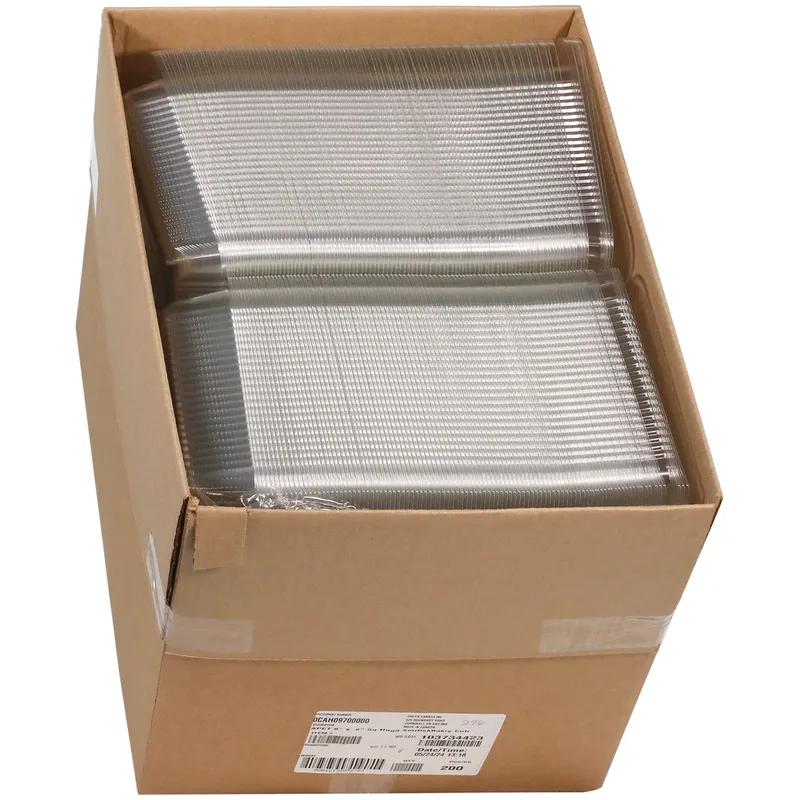 Bakery Hinged Container With Dome Lid 8.75X8.25X3.625 IN PET Clear Square 200/Case