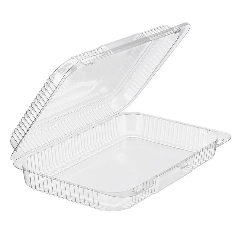 Essentials Take-Out Container Hinged With Dome Lid 11.5X8X2.25 IN RPET Clear Rectangle 1/Case