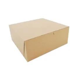 Bakery Box 10X10X4 IN Clay-Coated Kraft Board Kraft Square Lock Corner Tuck Top 100/Case
