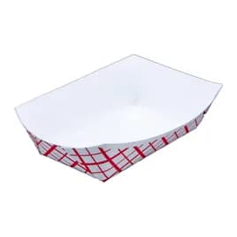 Food Tray 0.25 LB SBS Paperboard White Red Rectangle 1000/Case