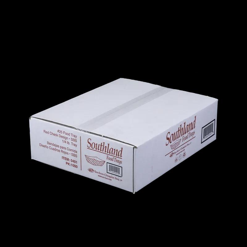 Food Tray 0.25 LB SBS Paperboard White Red Rectangle 1000/Case