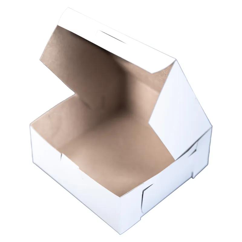 Bakery Box 6X6X2.5 IN Clay-Coated Kraft Board White Kraft Square Lock Corner Tuck Top 250/Bundle