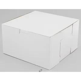 Bakery Box 7X7X4 IN Clay-Coated Kraft Board White Kraft Square Lock Corner Tuck Top 250/Bundle