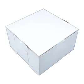 Bakery Box 7X7X4 IN Clay-Coated Kraft Board White Kraft Square Lock Corner Tuck Top 250/Bundle