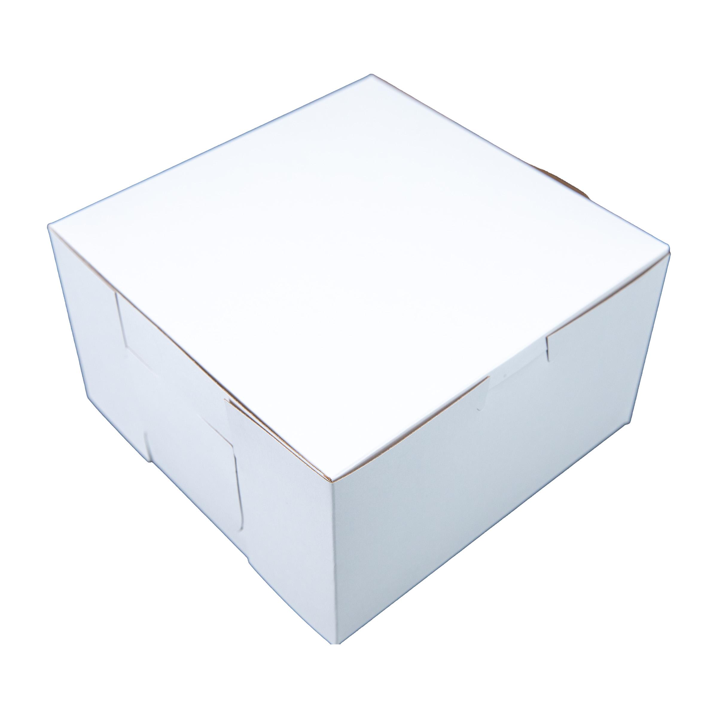 Bakery Box 7X7X4 IN Clay-Coated Kraft Board White Kraft Square Lock Corner Tuck Top 250/Bundle
