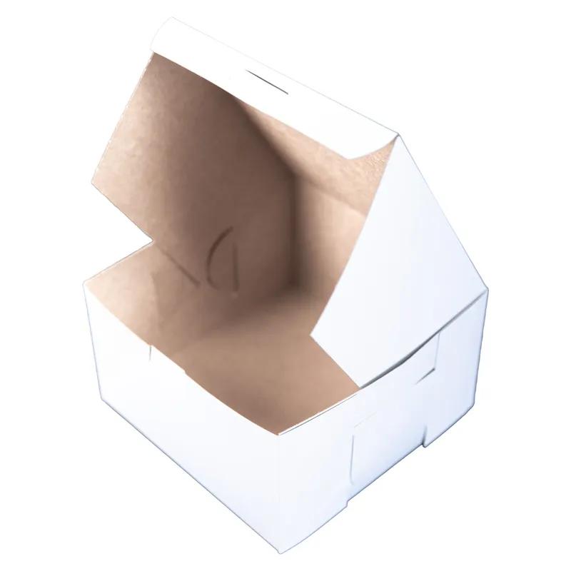 Bakery Box 7X7X4 IN Clay-Coated Kraft Board White Kraft Square Lock Corner Tuck Top 250/Bundle