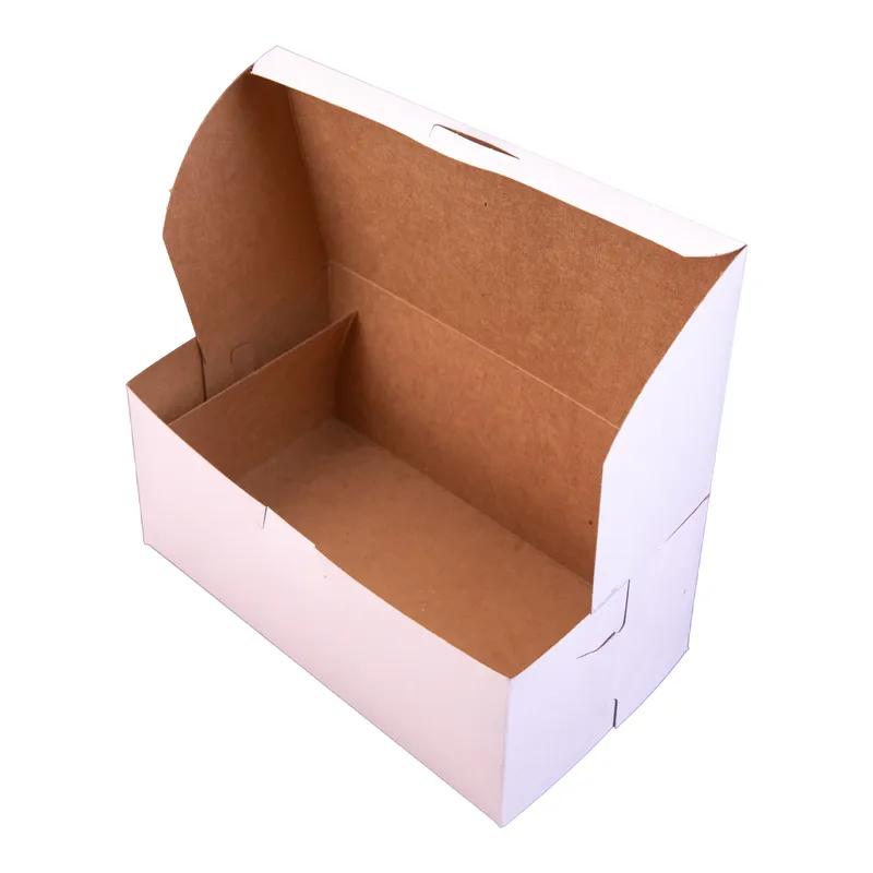 Bakery Box 9X5X4 IN Clay-Coated Kraft Board White Kraft Rectangle Lock Corner Tuck Top 250/Bundle