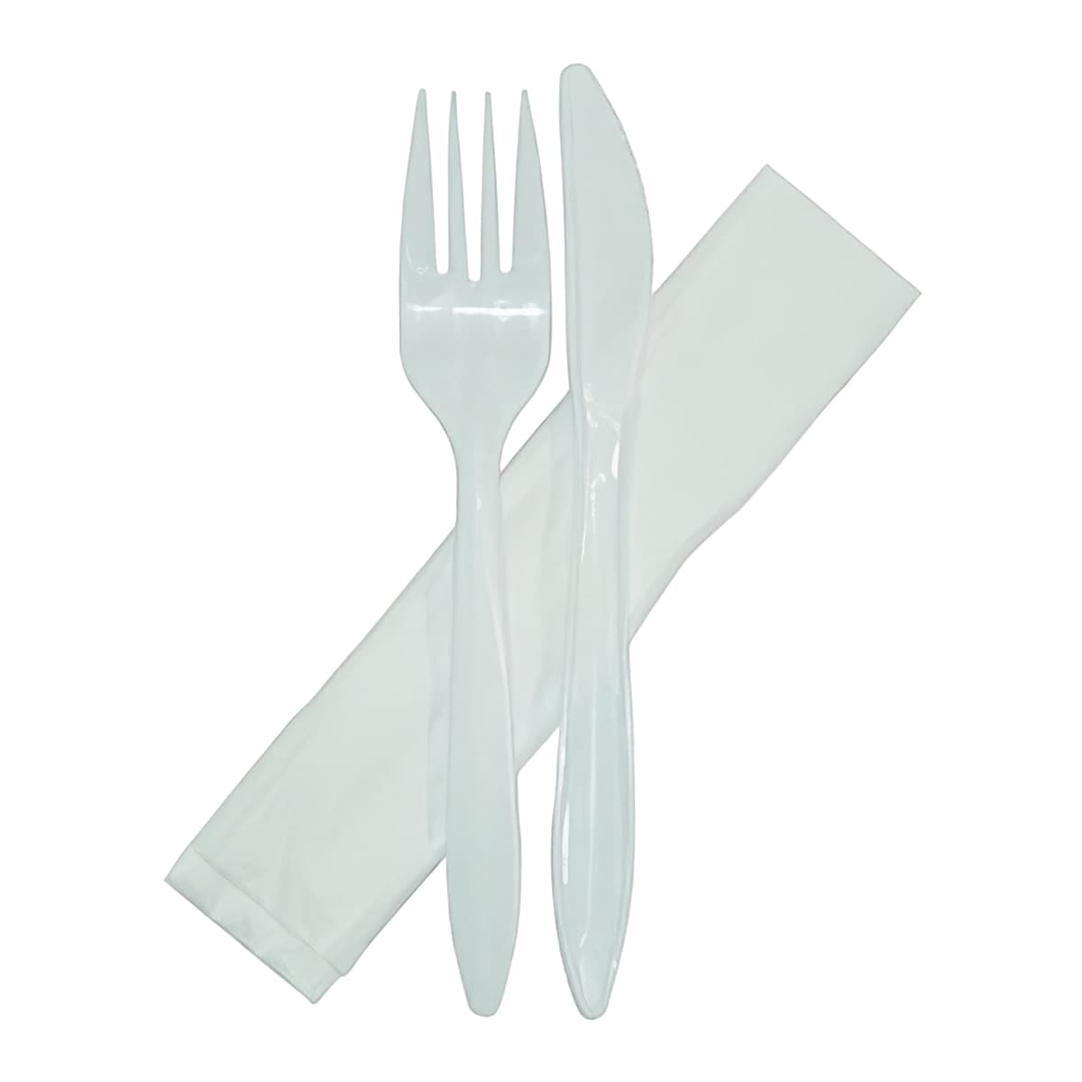 Victoria Bay 3PC Cutlery Kit PP White Medium Weight With 1PLY 13X13 Napkin,Fork,Knife 250/Case