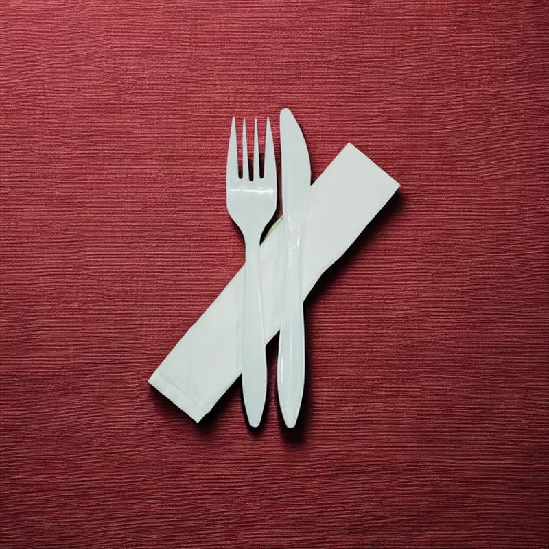 Victoria Bay 3PC Cutlery Kit PP White Medium Weight With 1PLY 13X13 Napkin,Fork,Knife 250/Case