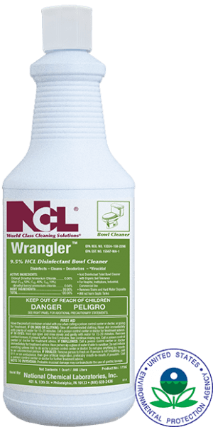 WRANGLER Cherry Toilet Bowl Cleaner One-Step Disinfectant 32 FLOZ Daily Multi Surface RTU Hydrochloric Acid 12/Case