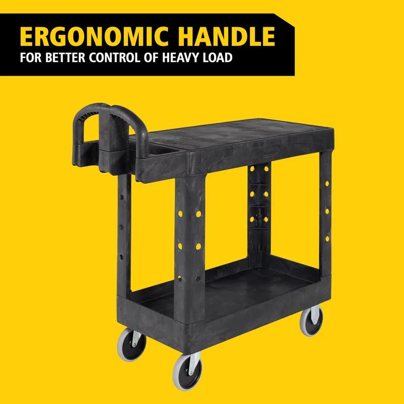 Brute® Utility Cart Small (SM) 33.33X16X33 IN 500 LB Black Resin Heavy Duty Flat Shelf Ergonomic Handle 1/Each