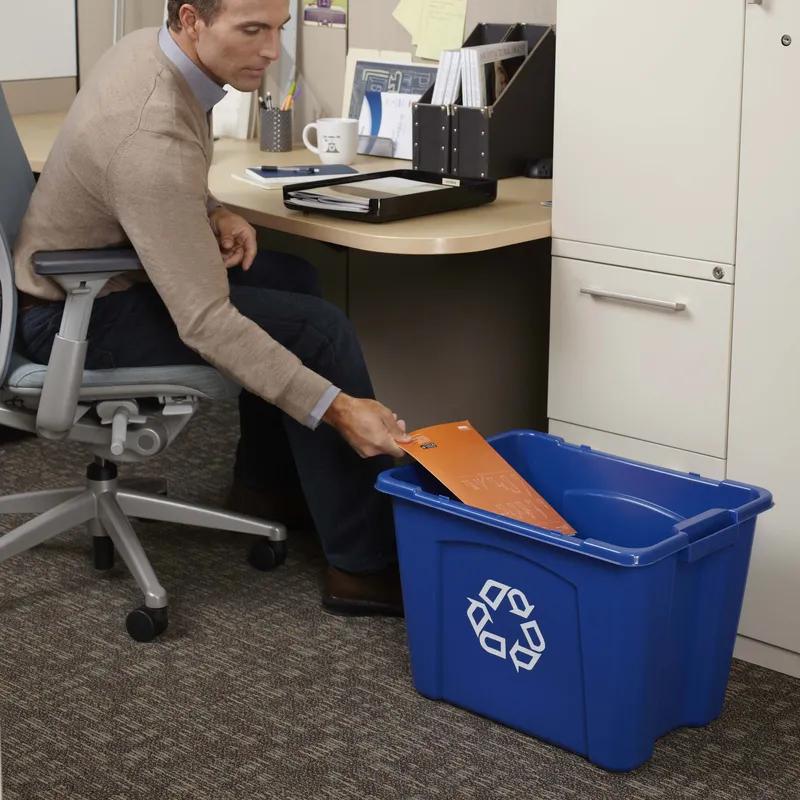 1-Stream Recycling Bin 16X20.75X14.75 IN 14 GAL Blue Resin 1/Each