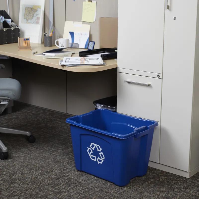 1-Stream Recycling Bin 16X20.75X14.75 IN 14 GAL Blue Resin 1/Each