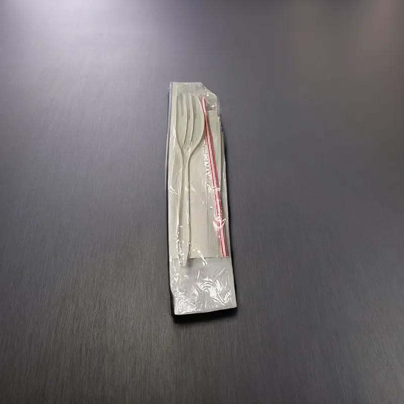 3PC Cutlery Kit Medium Weight With Napkin,Fork,Milk Straw 1000/Case