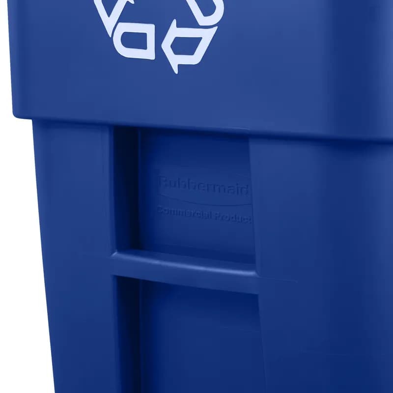 Brute® Recycling 1-Stream Curbside Trash 29X24X36 IN 50 GAL 200 QT Blue Resin With Hinged Lid Rollout 1/Each