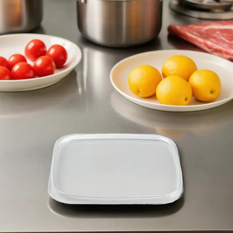 Lid Flat 4.6X4.6X0.29 IN PP Clear Square For Container 900/Case