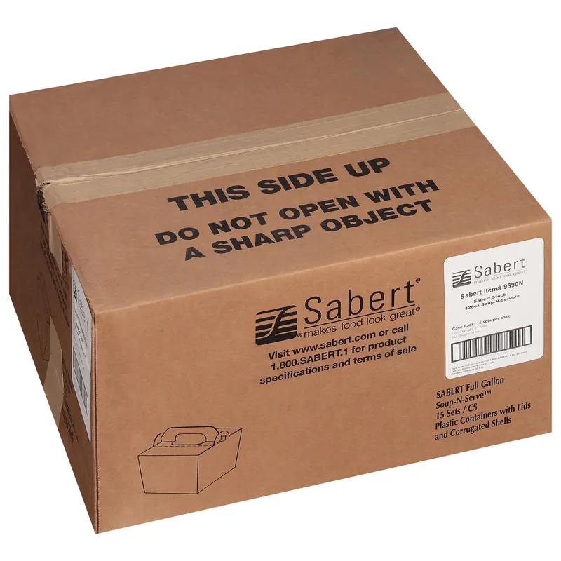 Soup N Serve Soup Take-Out Box Fold-Top With Flat Lid 8.3X8.3X6.13 IN Corrugated Paperboard Kraft Square 15/Case