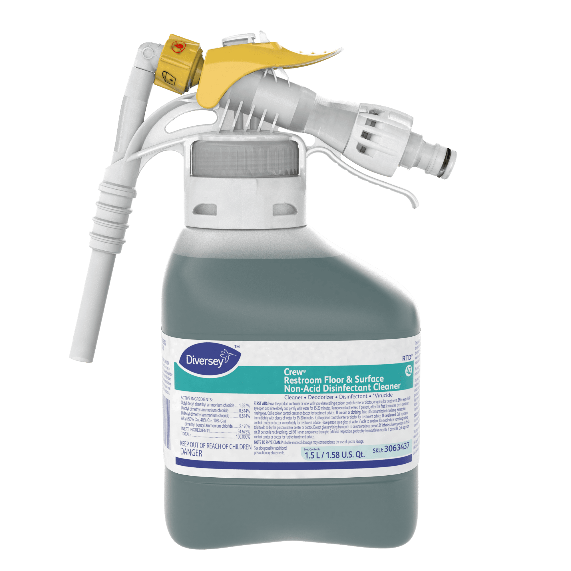 Crew® Fresh Scent Restroom Cleaner One-Step Disinfectant 1.5 L Multi Surface Neutral Liquid RTD 2/Case