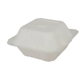 ChampWare Take-Out Container Hinged With Dome Lid 6X6 IN Sugarcane White Square 500/Case