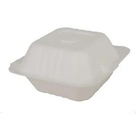 ChampWare Take-Out Container Hinged With Dome Lid 6X6 IN Sugarcane White Square 500/Case