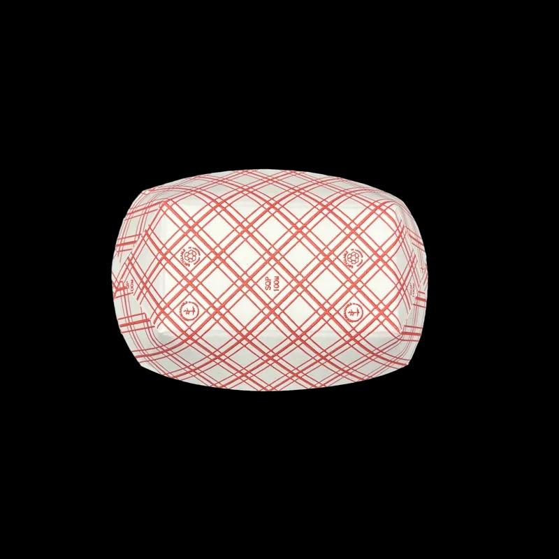 Food Tray 1 LB Paper White Red Rectangle 1000/Case