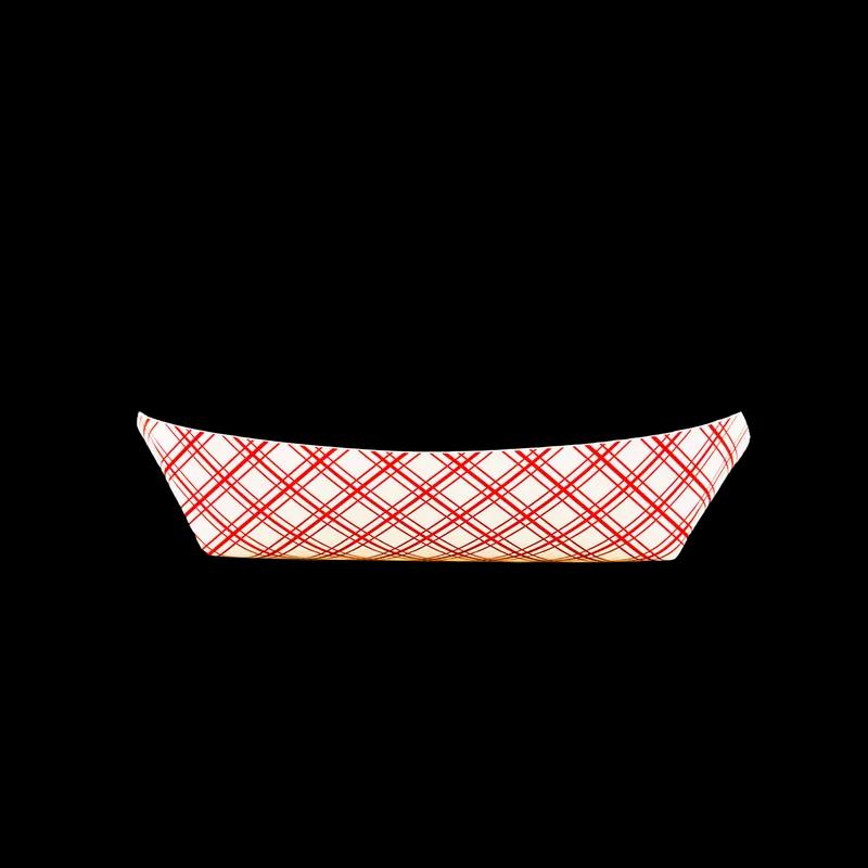 Food Tray 5 LB SBS Paperboard White Red Rectangle 500/Case