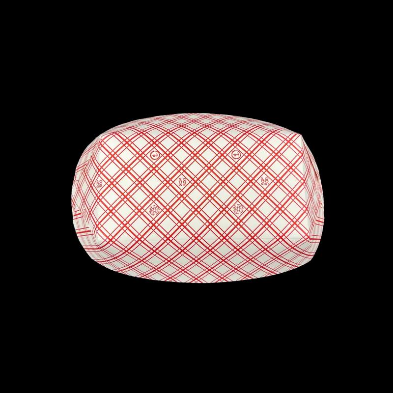 Food Tray 5 LB SBS Paperboard White Red Rectangle 500/Case