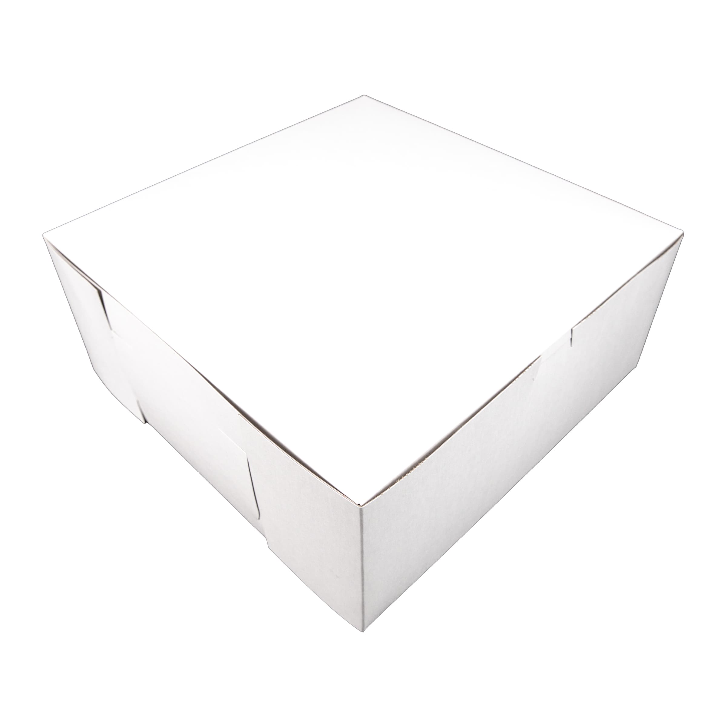 Bakery Box 12X12X5 IN Clay-Coated Kraft Board White Kraft Square Lock Corner 100/Bundle
