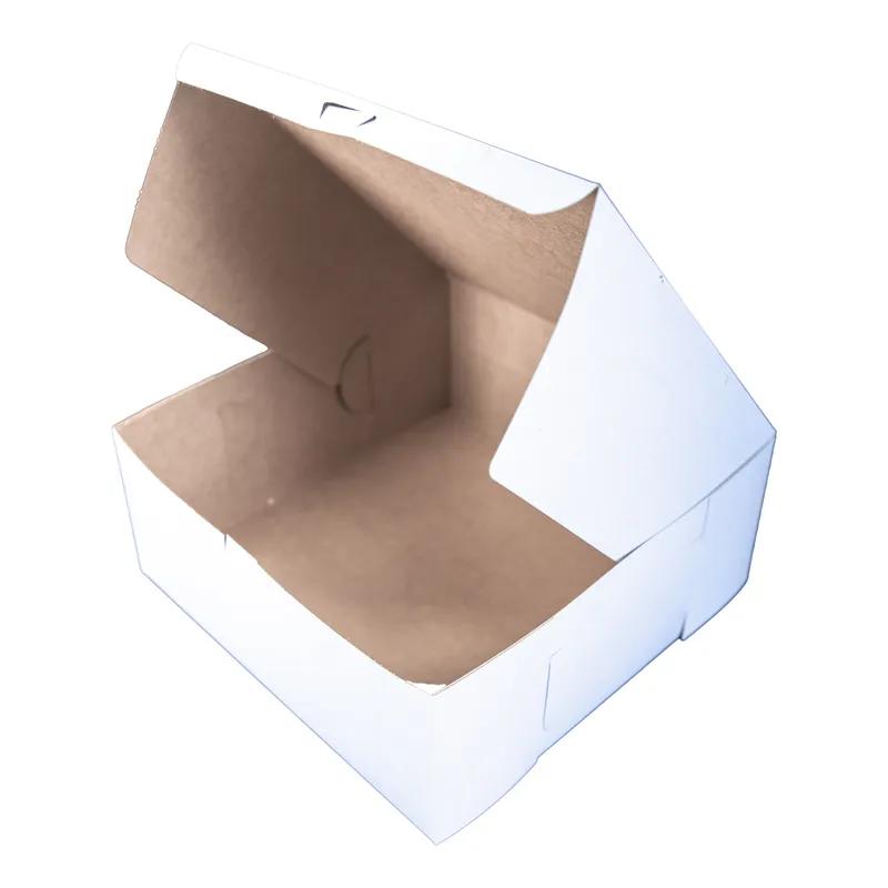 Bakery Box 12X12X5 IN Clay-Coated Kraft Board White Kraft Square Lock Corner 100/Bundle