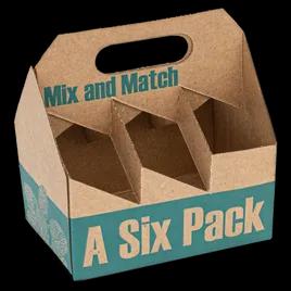 Bottle Carrier 8X5.25X8.25 IN 6 Compartment Corrugated Paperboard Kraft For Beer With Handle 75/Case