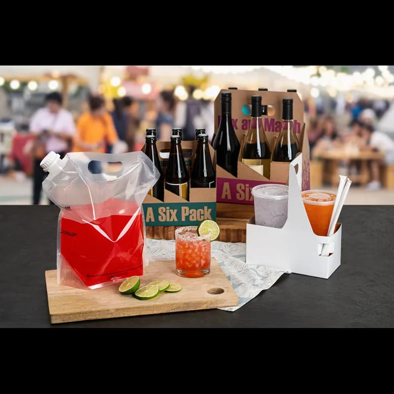 Bottle Carrier 8X5.25X8.25 IN 6 Compartment Corrugated Paperboard Kraft For Beer With Handle 75/Case