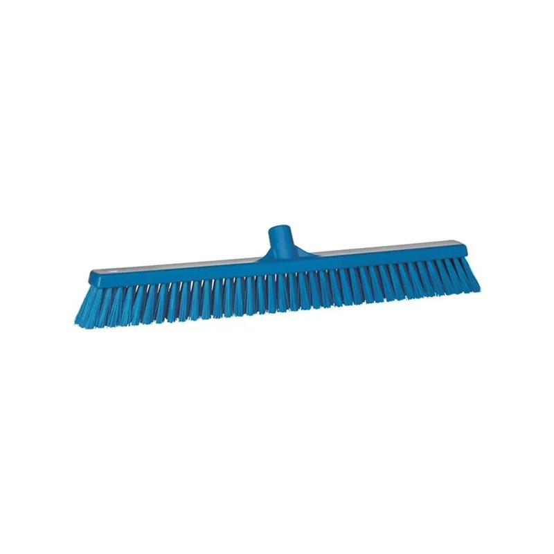 Vikan® Multi-Purpose Broom 24X2.8X4.9 IN Blue PP Polyester Stainless Steel Soft/Stiff Bristle Combo 1/Each