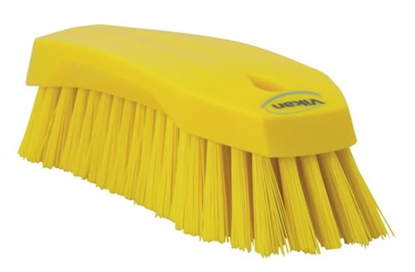 Vikan® Hand Brush 7.9X2.8X2.4 IN Large (LG) PP Polyester Stainless Steel Yellow Stiff Bristles 1/Each