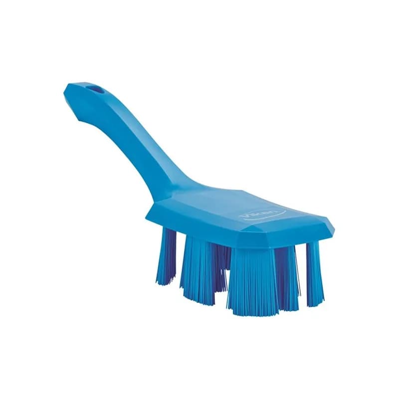Vikan® Hand Brush 10.2X2.8X3.9 IN Polyester Glass PP Blue UST Color Coded Short Handle Stiff Bristles 1/Each