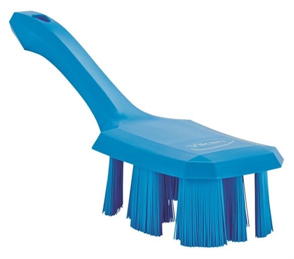 Vikan® Hand Brush 10.2X2.8X3.9 IN Polyester Glass PP Blue UST Color Coded Short Handle Stiff Bristles 1/Each