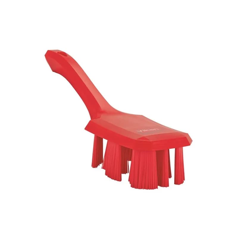 Vikan® Hand Brush 10.2X2.8X3.9 IN Polyester Glass PP Red UST Color Coded Short Handle Stiff Bristles 1/Each