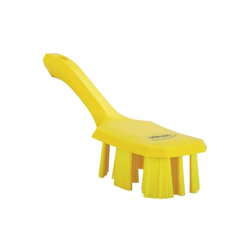 Vikan® Hand Brush Polyester Glass Polypropylene Yellow UST Color Coded Short Handle Stiff Bristles 1/Each
