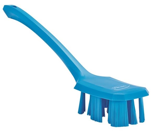 Vikan® Hand Brush 15.6X2.8X5.5 IN Polyester Glass PP Blue UST Color Coded Short Handle Stiff Bristles 1/Each
